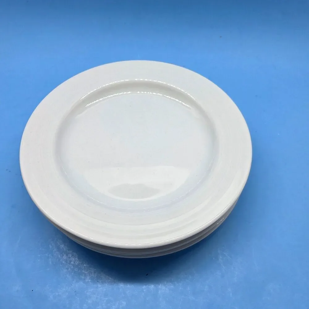 Crate & Barrel Roulette Salad Plates White Spal Porcelain 8 1/4